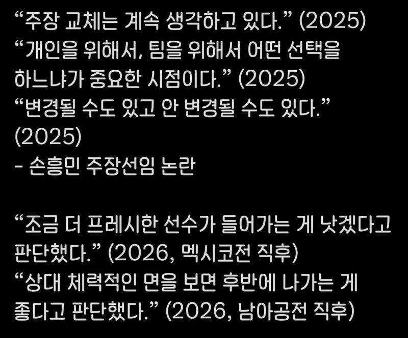 손흥민에 대한 홍명보의 어록 모음