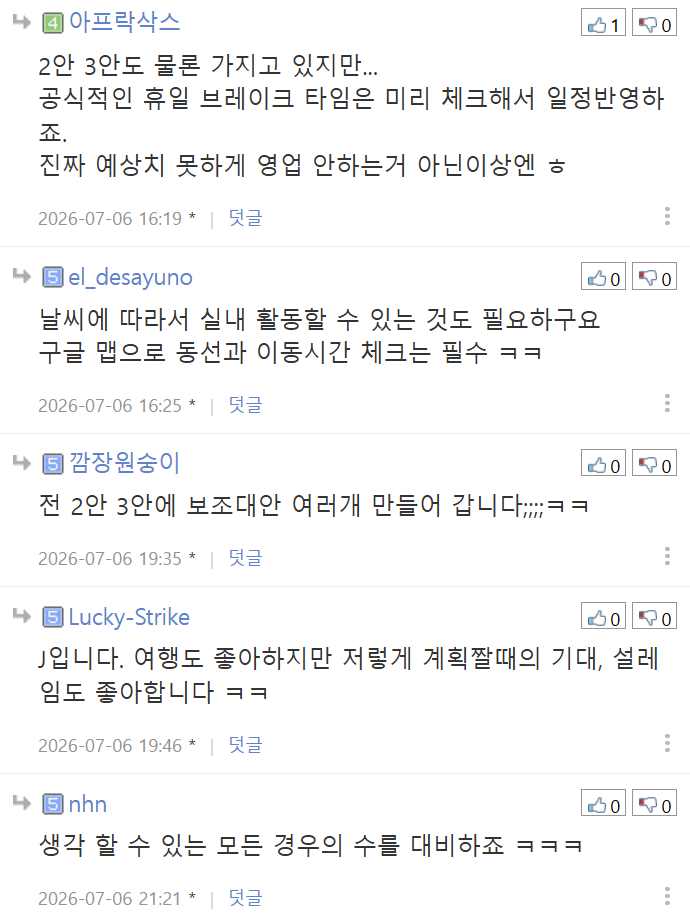 지독한 대문자 J의 여행 계획표