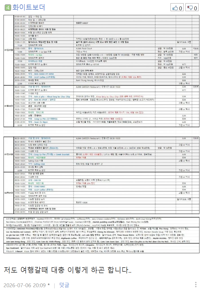 지독한 대문자 J의 여행 계획표
