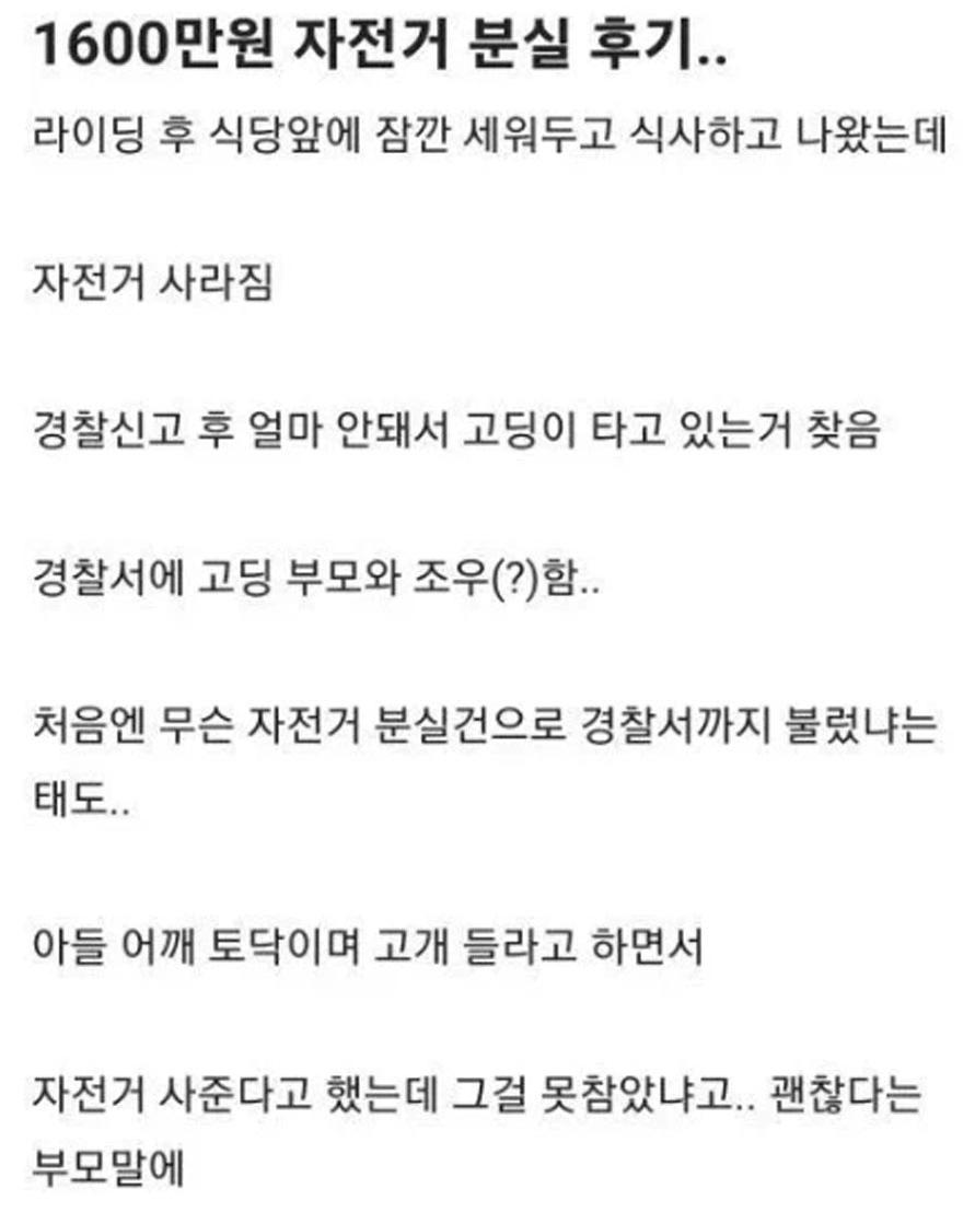 1600만원짜리 자전거 훔쳐간 '고딩의 최후'