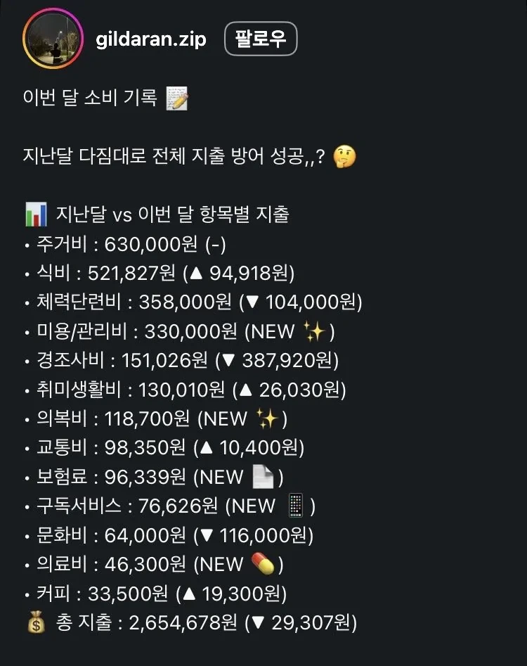 8년 차 은행원 한 달 생활비