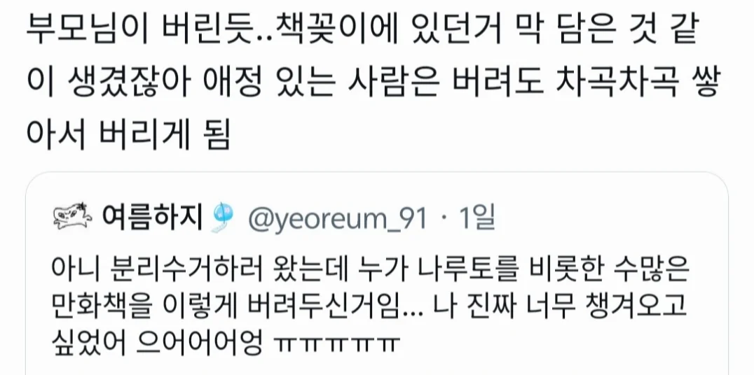 잔뜩 버려진 만화책을 발견한 사람