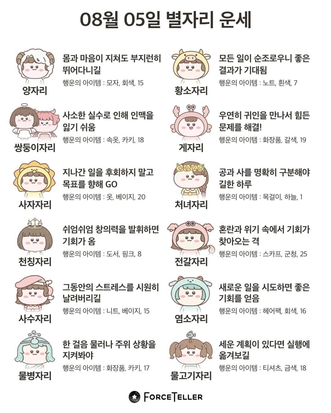🍀7월 30일 띠별/별자리 운세🍀