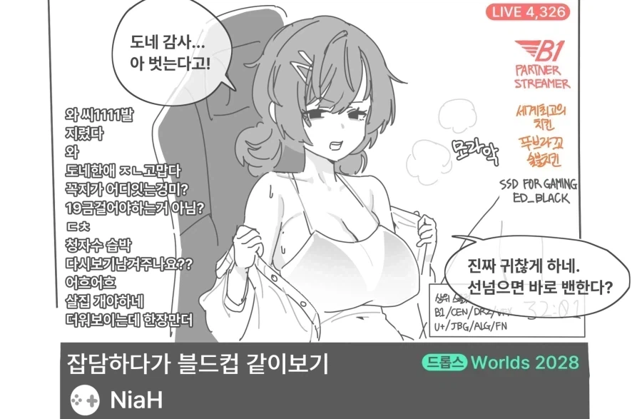 커뮤 핵 논란 해명하는 여자 스트리머.manga