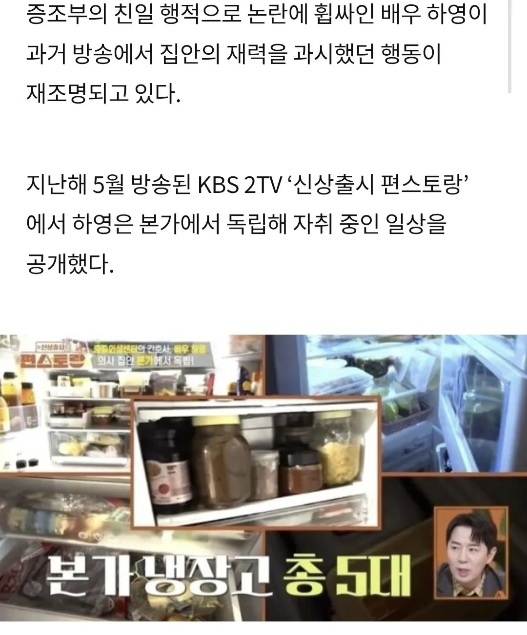 하영 냉장고 5대 자랑