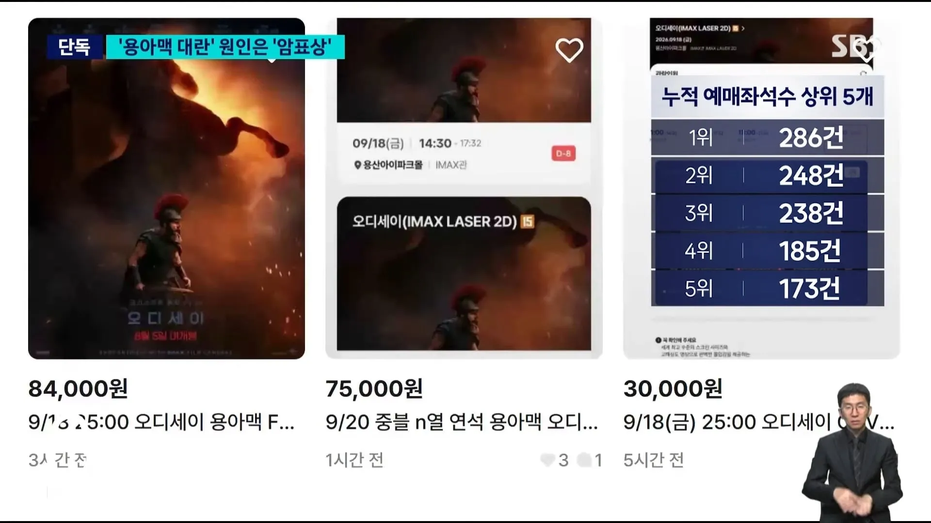sbs - 혼자 ‘오디세이‘ 표 286장..’매크로’ 실태 보니