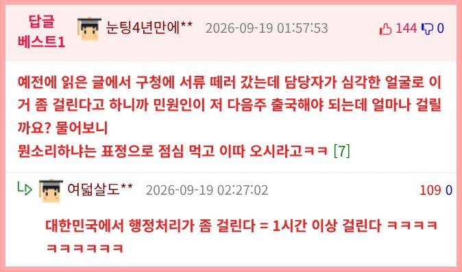 스레드 한국 행정 속도가 마음에 안 든 사람txt
