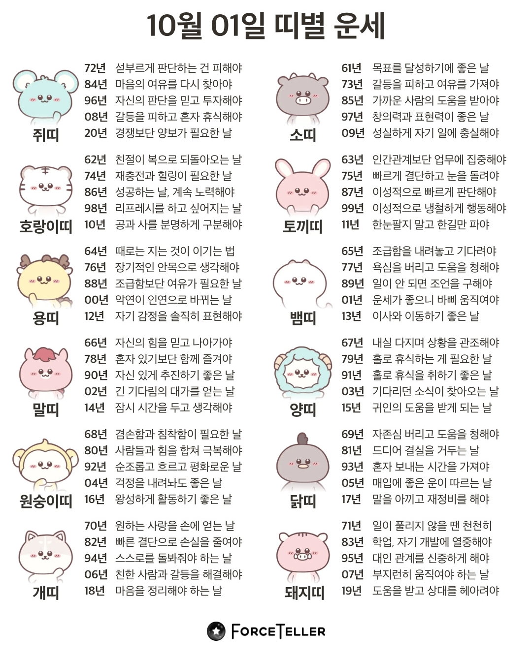 🍀10월 13일 별자리/띠별 운세🍀