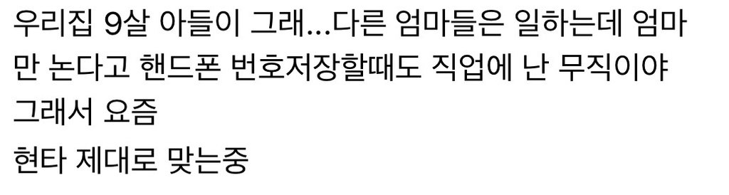 6살 큰딸이 "엄마가 집에서 하는게 뭐가 있어?" 라고 했다.
