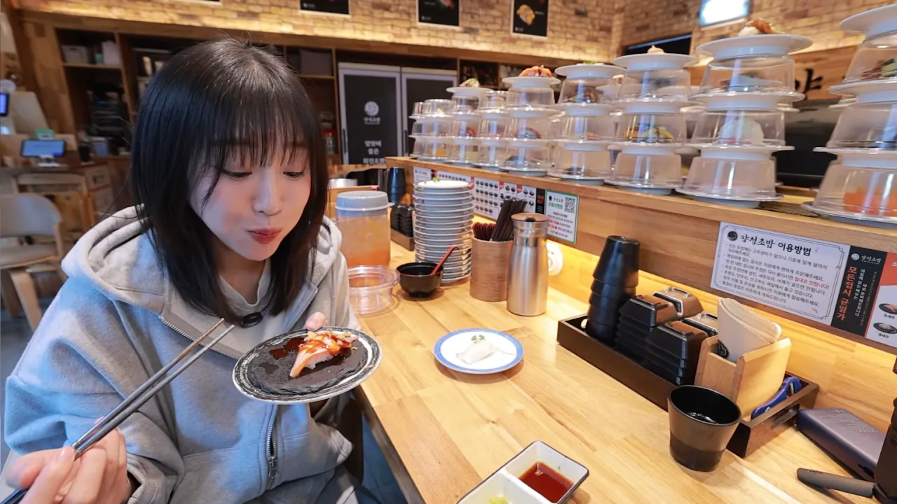 청주에서 회전초밥 먹빵한 쯔양 근황
