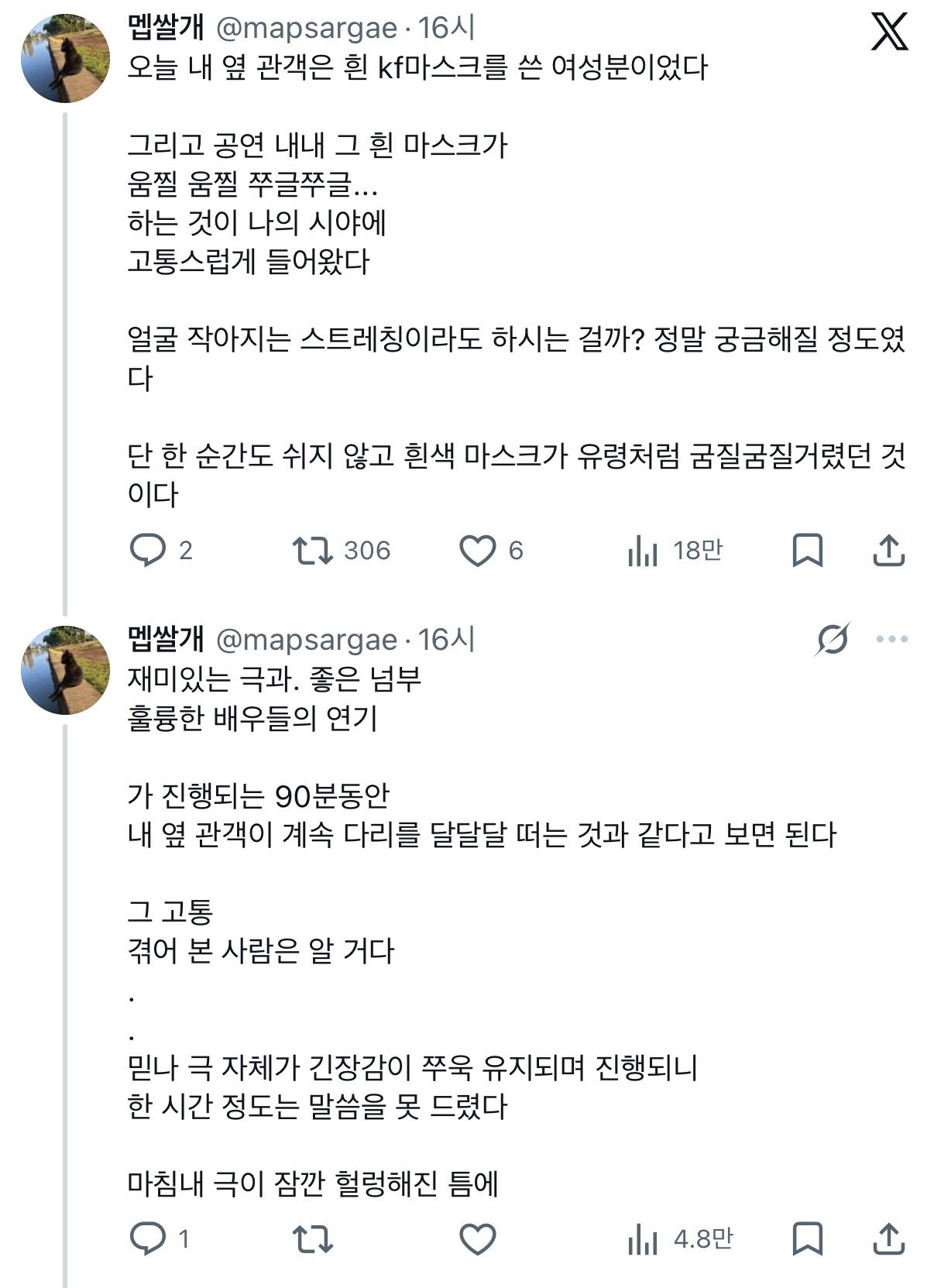 사람들이 무슨 패러디인 줄 알았다는 관극 후기....