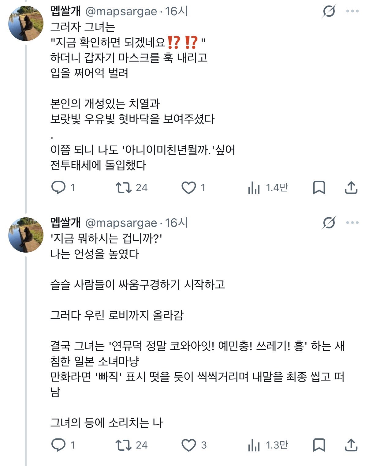 사람들이 무슨 패러디인 줄 알았다는 관극 후기....