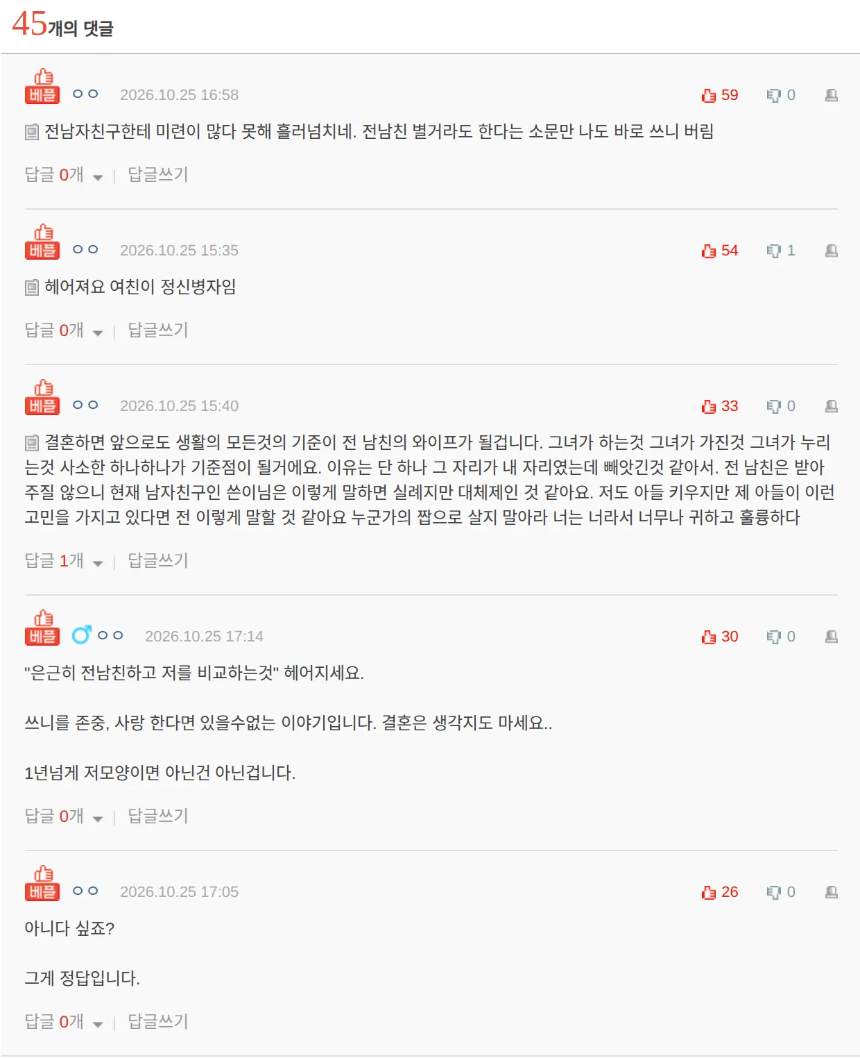 전남친 와이프한테 집착하는 여자친구와의 결혼이 고민됩니다...