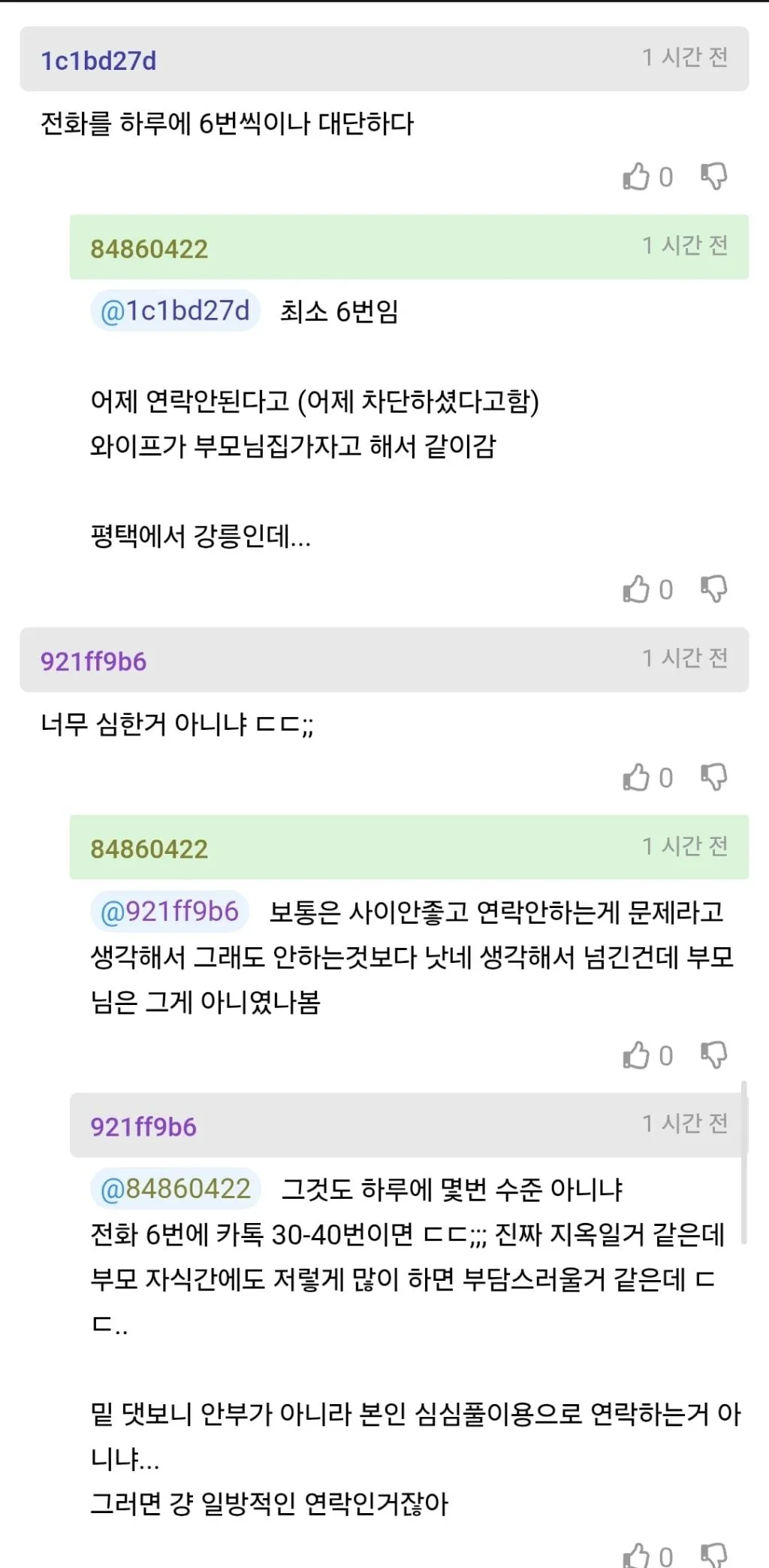 엄마가 와이프 전화 차단했다네
