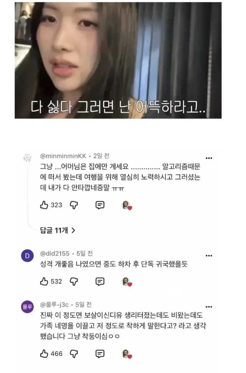댓창 난리난 효도여행 유튜브
