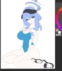 블루아카)수영복 아코 그리는중이에요(러프)