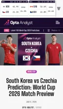 오늘 체코전은 무난히 이기겠네요.(통계적 결론)