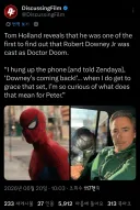 MCU)톰 홀랜드는 로다주 복귀 소식을 먼저 알았다