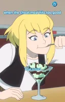 민트초코 아이스크림을 먹는 슈퍼걸.GIF