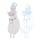 블루아카) 수영복 아스나 스케치 해왔어