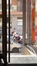 女운전자와 자전거男의 싸움.mp4
