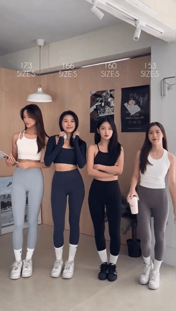 키 순으로 레깅스 입은 여성들 핏