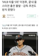 MLB 타율 5위 이정후, 끝내 올스타전 출전 불발