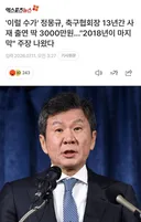 정몽규, 축구협회장 13년간 사재 출연 딱 3000만원
