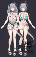 찢어지게 그린 버튜버 비키니 신의상을 봐주시겠어요??(그림그림