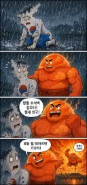 호우 따위가 한국을 괴롭힌다니 너무하잖아!