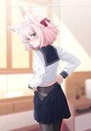 [블루아카] 니코가 검스 위에 치마를 입는 모습