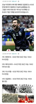 한국 축구 전세계 무관 기간 1위