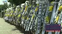 "피눈물 나게하는 레버리지 상폐하라"…근조화환 쫙 깔린 국회 앞 상황