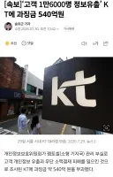 ‘고객 1만6000명 정보유출’ KT에 과징금 540억원