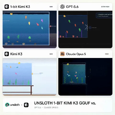 Unsloth Kimi K3 1비트 양자화 모델
