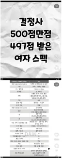 결정사 500점 만점에 497점 받은 여성 스펙