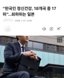 한국인 정신건강 18개국중 17위...