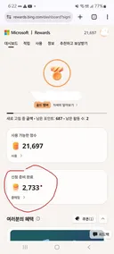 빙 검색 포인트 2733p 당첨
