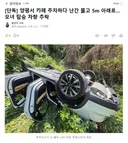 양평서 카페 주차하다 난간 뚫고 5m 아래로..모녀 탑승 차량 추락