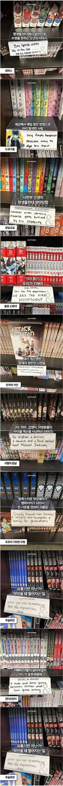 미국 만화방의 일본 만화 한 줄 소개