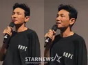 황정민, 수척한 얼굴로 미소…논란 속, 오늘도 무대인사 '묵묵' [스타이슈]
