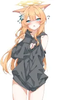 블루아카) 별로 안 야한 하의실종 오프숄더 후드티 마리
