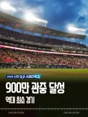 KBO) 역대 최소경기 900만 관중 달성...