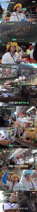 배 타고 가면서 쇼핑하는 태국 수상시장 담넌사두억