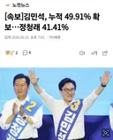 속보) 김민석, 누적 49.91% 확보
