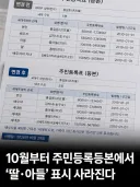 10월부터 등•초본에서 아들•딸 표시 사라진다