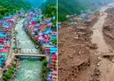 충격적인 네팔 홍수 전 후 사진
