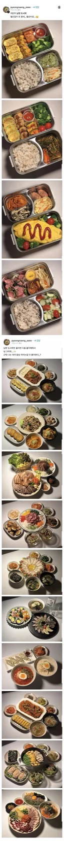매일 남편 도시락 싸주는 와이프의 평소 저녁밥 수준