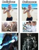 어딘가 좀 이상한 종교 vs 과학 비교짤....