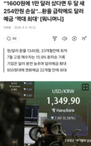 1600원에 1만달러 샀다면 두달새 245만원 손실